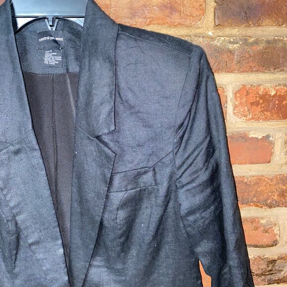 Central Park West Black Single One Button Linen Blazer Jacket Women's Size Small - Picture 2 of 5